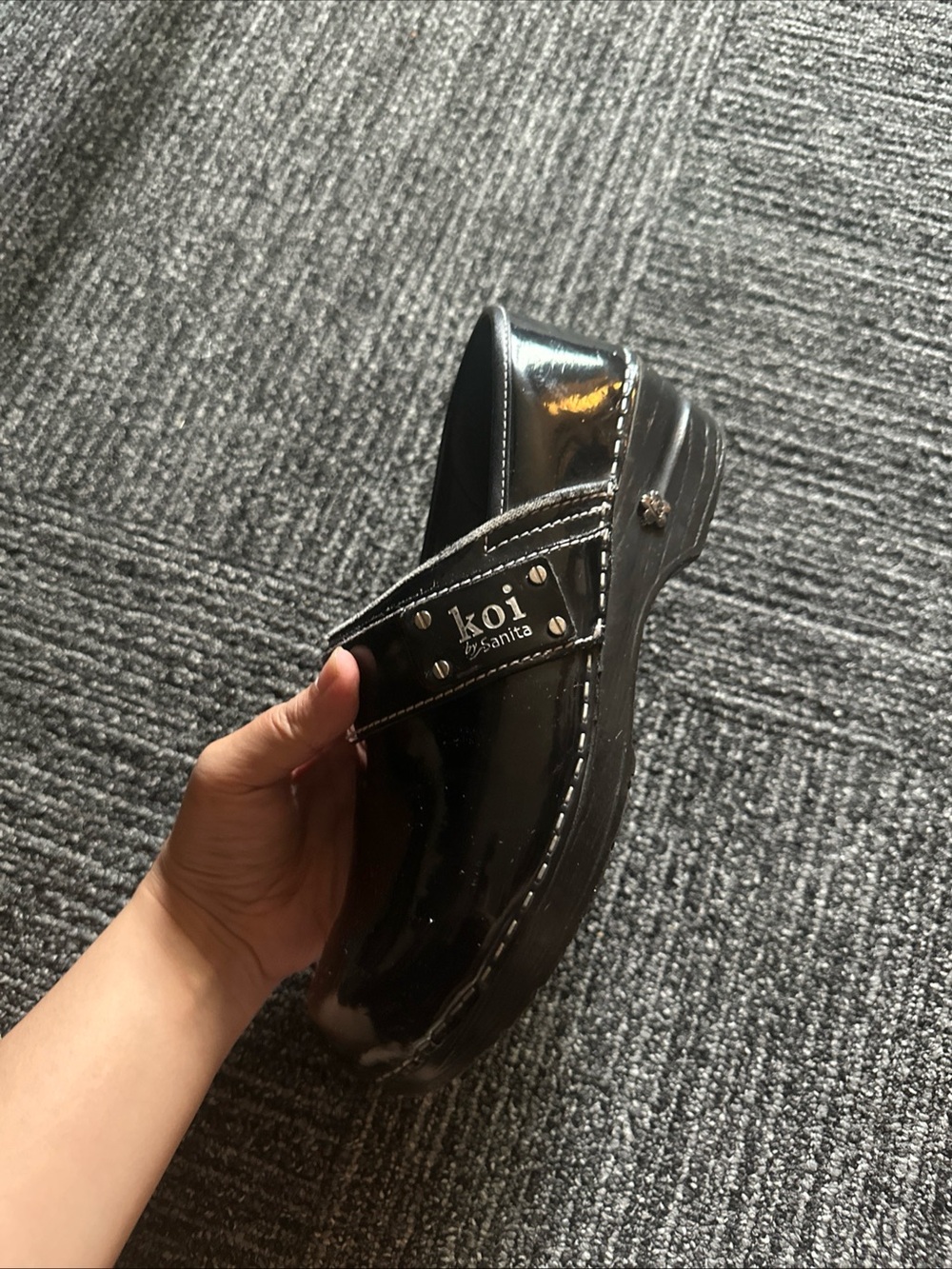 koi Black Patent Nursing Clog